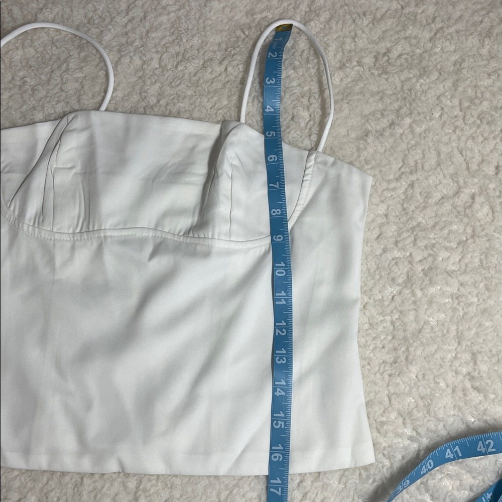 NWOT White Structured Satin Sheen Crop Spaghetti Strap Cami Top – Size Small - Picture 14 of 16